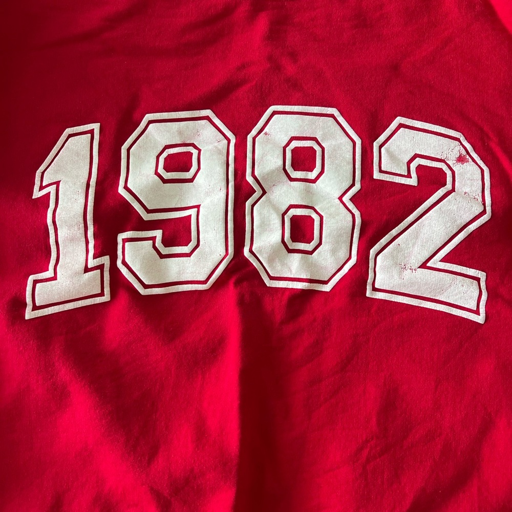 The Bar Red Sweatshirt with White 1982 Graphic
